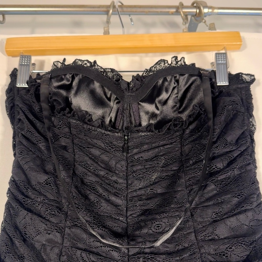Bebe Y2K Black Lace Strapless Mini Dress - Picture 7 of 8
